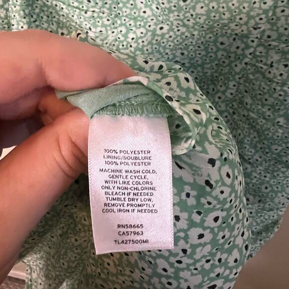 Leith Anthropologie Green and White Floral Ruched Dress Size S - Picture 6 of 6